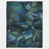 Beflecktes Glas-abstrakte Kunst blaues Fleecedecke (Vorderseite)