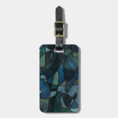 Beflecktes Glas-abstrakte Kunst blaues Gepäckanhänger (Vorderseite vertikal)
