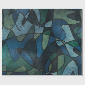 Beflecktes Glas-abstrakte Kunst blaues Geschenkpapier (Flach)