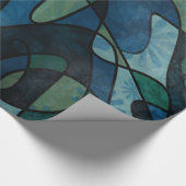 Beflecktes Glas-abstrakte Kunst blaues Geschenkpapier (Ecke)
