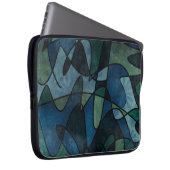 Beflecktes Glas-abstrakte Kunst blaues Laptopschutzhülle (Vorne Rechts)