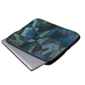 Beflecktes Glas-abstrakte Kunst blaues Laptopschutzhülle (Vorne Knopf)