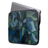 Beflecktes Glas-abstrakte Kunst blaues Laptopschutzhülle (Vorderseite Links)