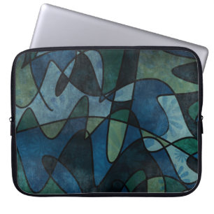 Beflecktes Glas-abstrakte Kunst blaues Laptopschutzhülle