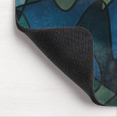 Beflecktes Glas-abstrakte Kunst blaues Mousepad (Ecke)