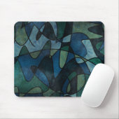 Beflecktes Glas-abstrakte Kunst blaues Mousepad (Mit Mouse)