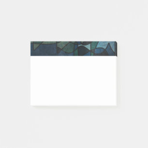 Beflecktes Glas-abstrakte Kunst blaues Post-it Klebezettel