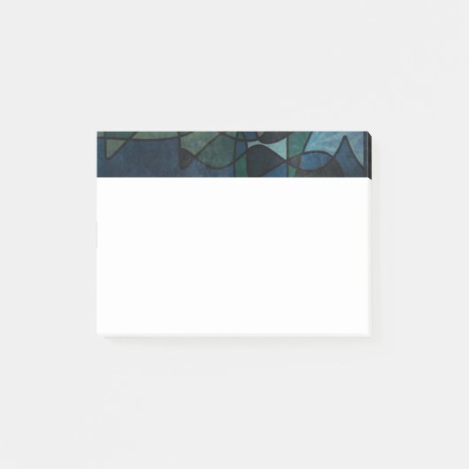 Beflecktes Glas-abstrakte Kunst blaues Post-it Klebezettel (Vorderseite)