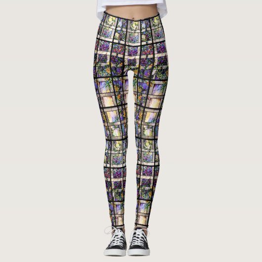 Beflecktes Glas-Blumen ganz über Druck-Leggings Leggings (Vorderseite)