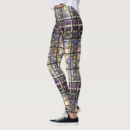Beflecktes Glas-Blumen ganz über Druck-Leggings Leggings (Links)
