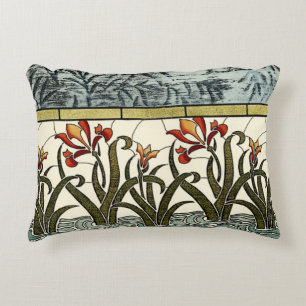 Beflecktes Glas-Blumen mit TAN-Grenze Dekokissen