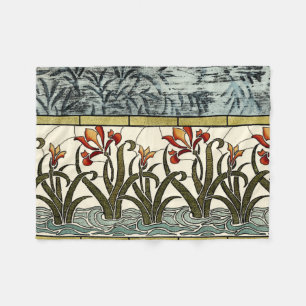 Beflecktes Glas-Blumen mit TAN-Grenze Fleecedecke