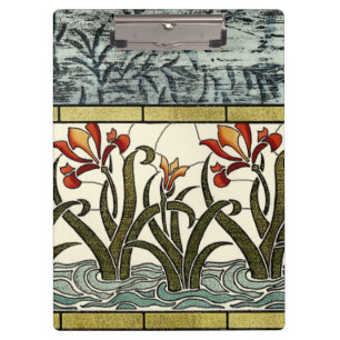 Beflecktes Glas-Blumen mit TAN-Grenze Klemmbrett