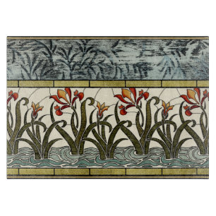 Beflecktes Glas-Blumen mit TAN-Grenze Schneidebrett