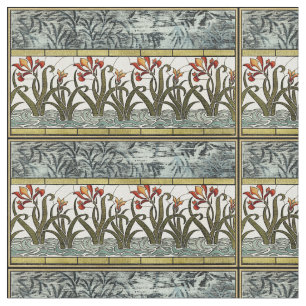 Beflecktes Glas-Blumen mit TAN-Grenze Stoff