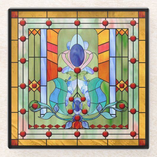 Beflecktes Glas-Fantasie-Glas-Untersetzer Glasuntersetzer (Vorderseite)