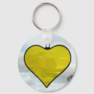 Beflecktes Glas-Gelb-Liebe-Herz-Schlüsselanhänge Schlüsselanhänger