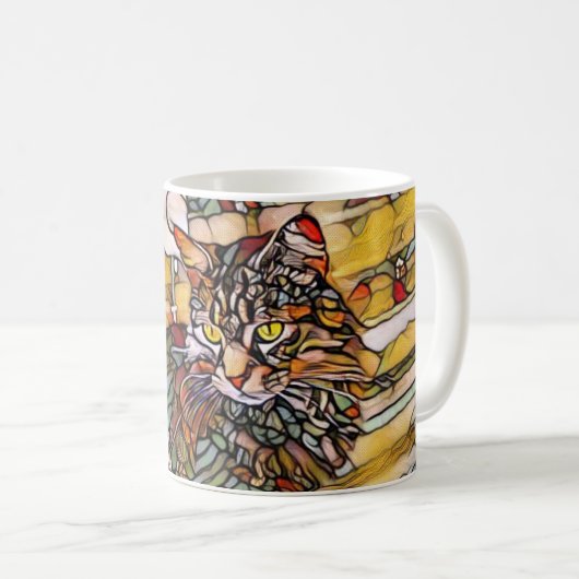 Beflecktes Glas-Katzen-Tasse Kaffeetasse (VorderseiteRechts)