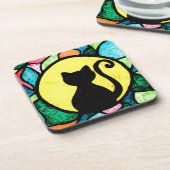 Beflecktes Glas-Katzen-Untersetzer Getränkeuntersetzer (Linke Seite)