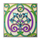 Beflecktes Glas Kunst Deco Fleur de Lys Fliese (Vorderseite)