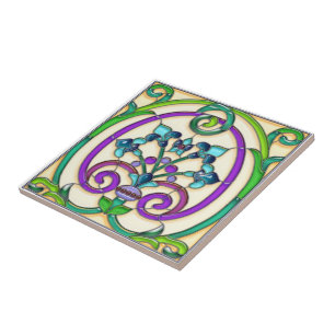 Beflecktes Glas Kunst Deco Fleur de Lys Fliese