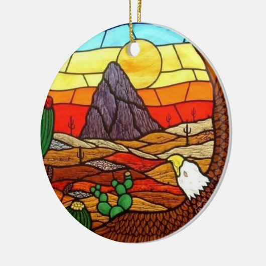 BEFLECKTES GLAS-KUNST durch David-Smith-Verzierung Keramikornament (Links)