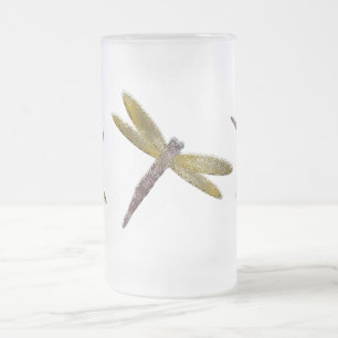 Beflecktes Glas-Libellen-mattierte Tasse
