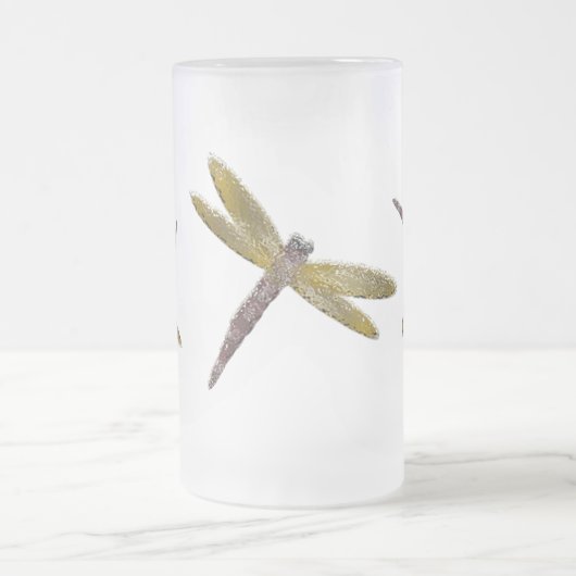 Beflecktes Glas-Libellen-mattierte Tasse (Mittel)