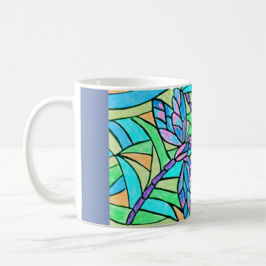 Beflecktes Glas-Libellen-Tasse Kaffeetasse (Links)