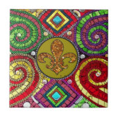 Beflecktes Glas-Lilie abstrakt Fliese (Vorderseite)