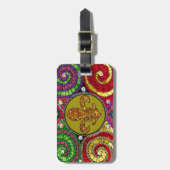 Beflecktes Glas-Lilie abstrakt Gepäckanhänger (Vorderseite vertikal)