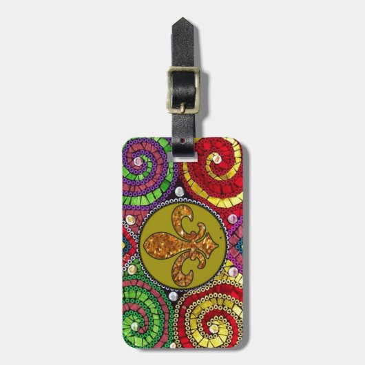 Beflecktes Glas-Lilie abstrakt Gepäckanhänger (Vorderseite vertikal)