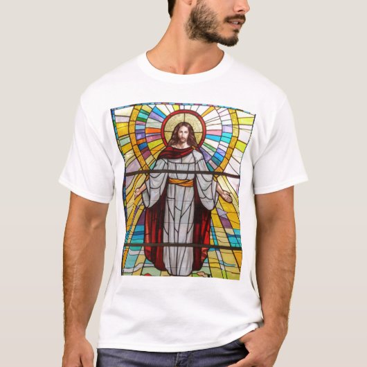 Beflecktes Glas-MauerT - Shirt Jesuss Christus (Vorderseite)