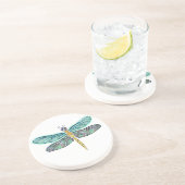 Beflecktes Glas-u. Ohrschnecken-Muschel-Libelle Getränkeuntersetzer (Seite)