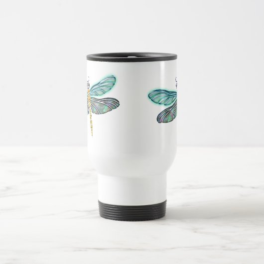 Beflecktes Glas-u. Ohrschnecken-Muschel-Libelle Reisebecher (Mittel)