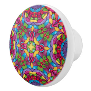 Beflecktes Glas-Vintages lila Kaleidoskop Keramikknauf