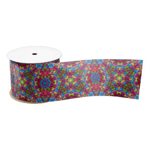 Beflecktes Glas-Vintages lila Kaleidoskop Satinband