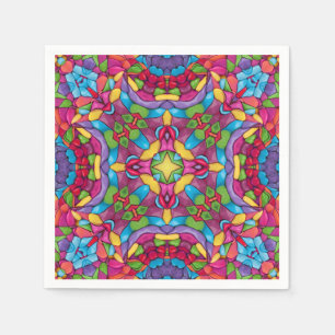 Beflecktes Glas-Vintages lila Kaleidoskop Serviette