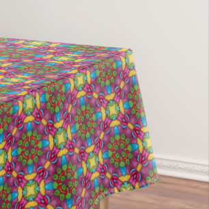 Beflecktes Glas-Vintages lila Kaleidoskop Tischdecke