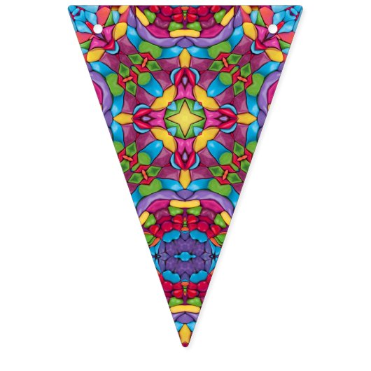 Beflecktes Glas-Vintages lila Kaleidoskop Wimpelkette (Zweite Fahne)