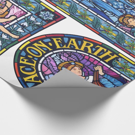 Beflecktes Glas WeltfriedenPre-Raphaelite Geschenkpapier (Ecke)