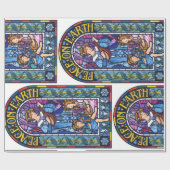 Beflecktes Glas WeltfriedenPre-Raphaelite Geschenkpapier (Flach)