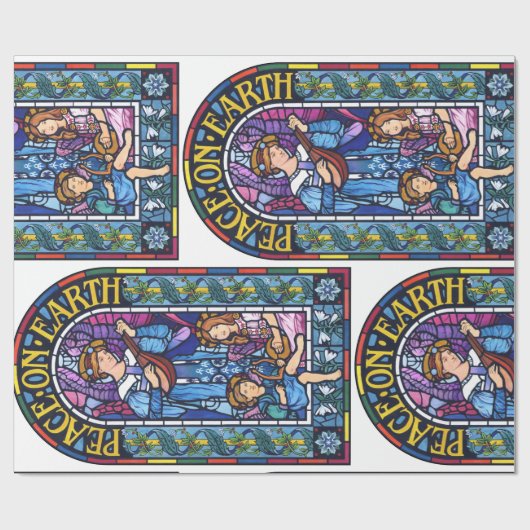 Beflecktes Glas WeltfriedenPre-Raphaelite Geschenkpapier (Flach)