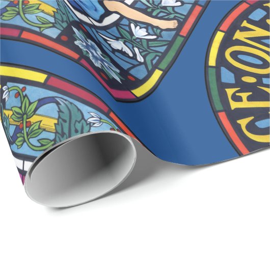 Beflecktes Glas WeltfriedenPre-Raphaelite Geschenkpapier (Rolleneckpunkt)