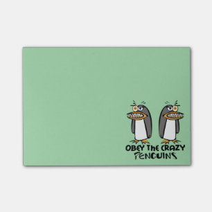 Befolgen Sie das verrückte Pinguin-Grafikdesign Post-it Klebezettel