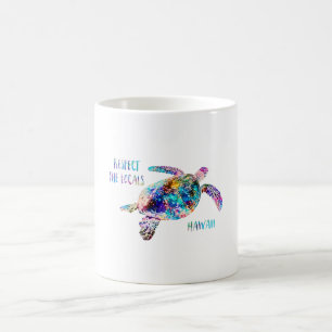 Befolgen Sie das Zitat der lokalen Sea Turtle Gef Kaffeetasse