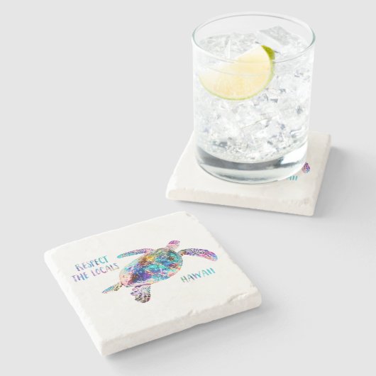 Befolgen Sie das Zitat der lokalen Sea Turtle Gefä Steinuntersetzer (Seitenansicht)