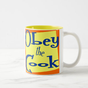 Befolgen Sie die Cook Funny Kitchen Sprichwort Tas Zweifarbige Tasse