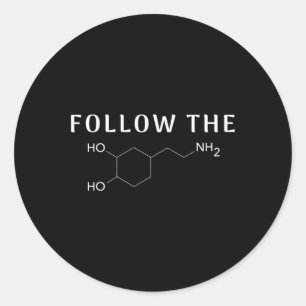 Befolgen Sie die Dopamin Chemical Structure Fun Sc Runder Aufkleber