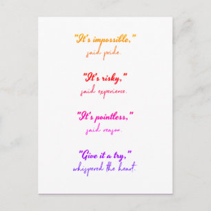 Befolgen Sie die Postkarte Ihres Herzens